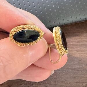 Elegant Gold and Black Earrings